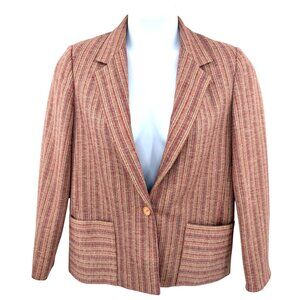 VINTAGE HENRY LEE WOMEN'S RED BLUE TAN STRIPED BLAZER - 12